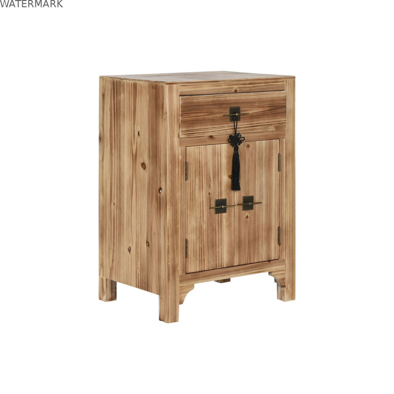 Table de Nuit Home ESPRIT Noir Naturel Bois d'épicéa Bois MDF 45 x 34 x 66 cm Table de Nuit Home ESPRIT Noir Naturel Bois d'épicéa Bois MDF 45 x 34 x 66 cm