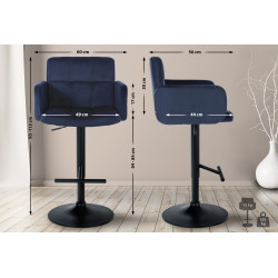 Tabouret de bar Los Angeles velours bleu