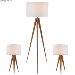 Lampadaire Home ESPRIT Marron Bois Métal Aluminium 40 x 40 x 153 cm (3 Pièces)