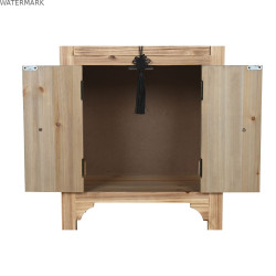 Table de Nuit Home ESPRIT Noir Naturel Bois d'épicéa Bois MDF 45 x 34 x 66 cm