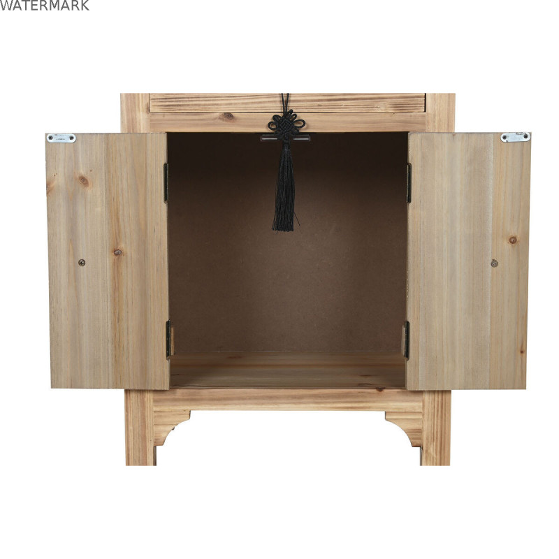 Table de Nuit Home ESPRIT Noir Naturel Bois d'épicéa Bois MDF 45 x 34 x 66 cm