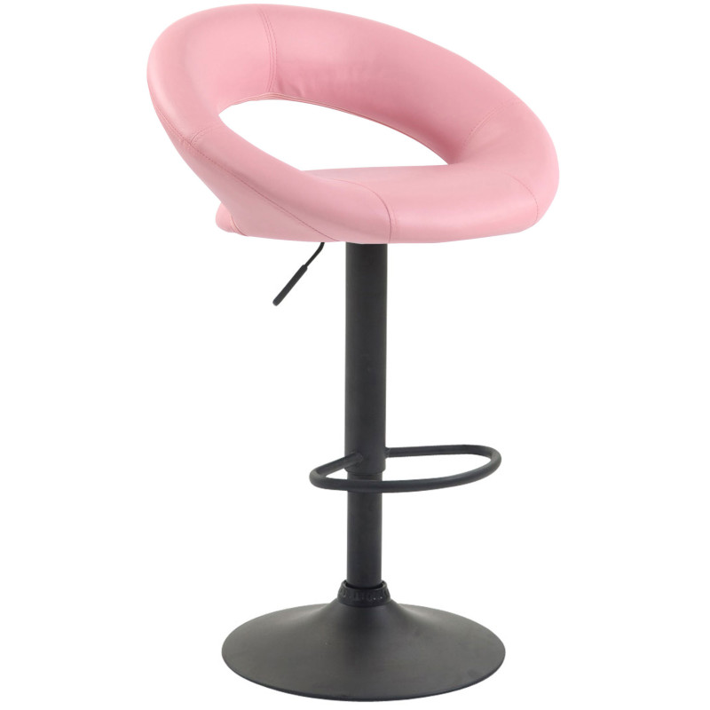Tabouret de bar Olinda, similicuir noir rose