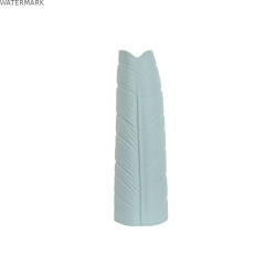Vase Home ESPRIT Bleu ciel Grès Tropical Feuille d'une plante 22 x 15 x 70 cm