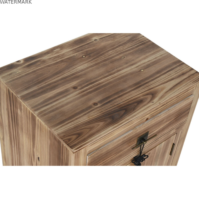Table de Nuit Home ESPRIT Noir Naturel Bois d'épicéa Bois MDF 45 x 34 x 66 cm