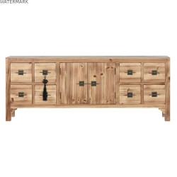 Meubles de télévision Home ESPRIT Noir Naturel Sapin Bois MDF 130 x 24 x 51 cm