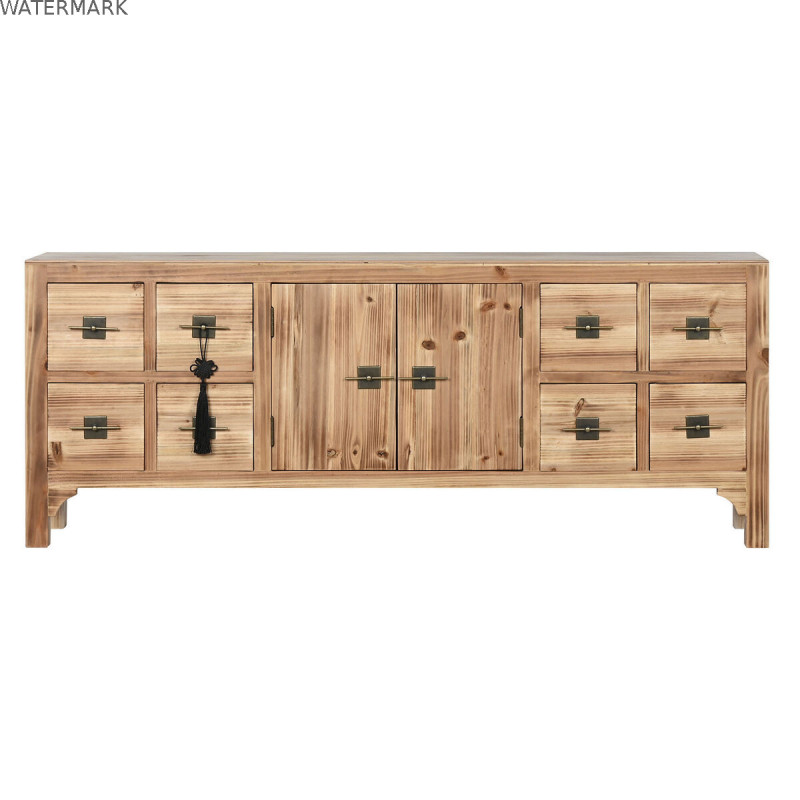 Meubles de télévision Home ESPRIT Noir Naturel Sapin Bois MDF 130 x 24 x 51 cm