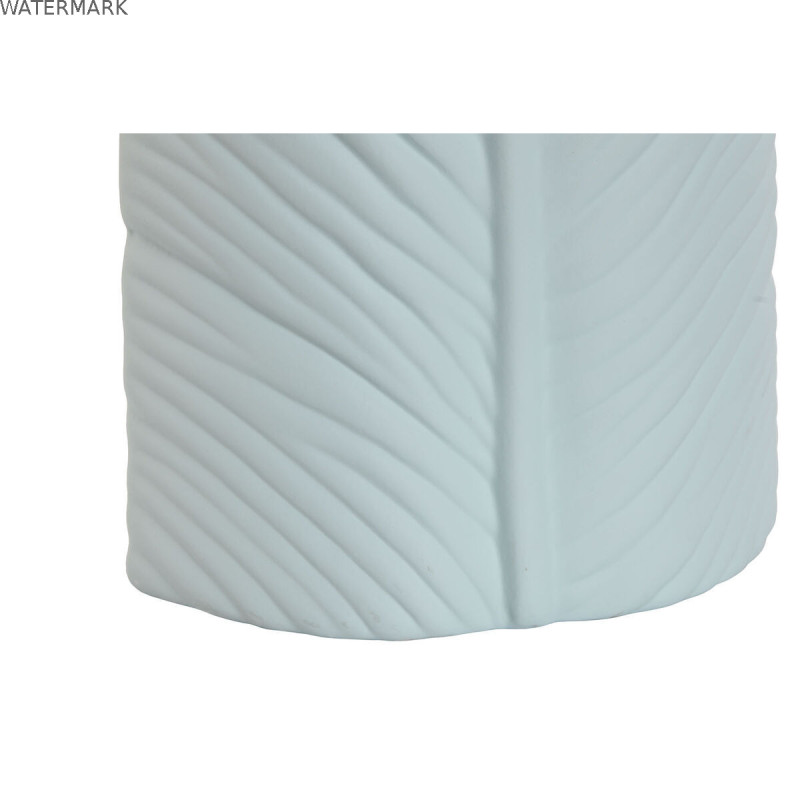 Vase Home ESPRIT Bleu ciel Grès Tropical Feuille d'une plante 22 x 15 x 70 cm