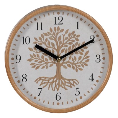 Horloge Murale Arbre Blanc Naturel Bois Verre 22 x 22 x 4,5 cm