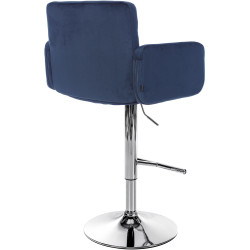 Tabouret de bar Los Angeles velours chrome bleu