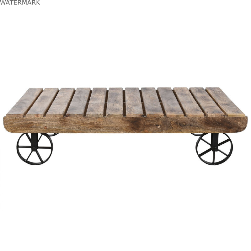 Table Basse Home ESPRIT Noir Naturel Métal Bois de manguier 130 x 80 x 32 cm