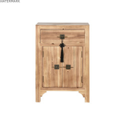 Table de Nuit Home ESPRIT Noir Naturel Bois d'épicéa Bois MDF 45 x 34 x 66 cm