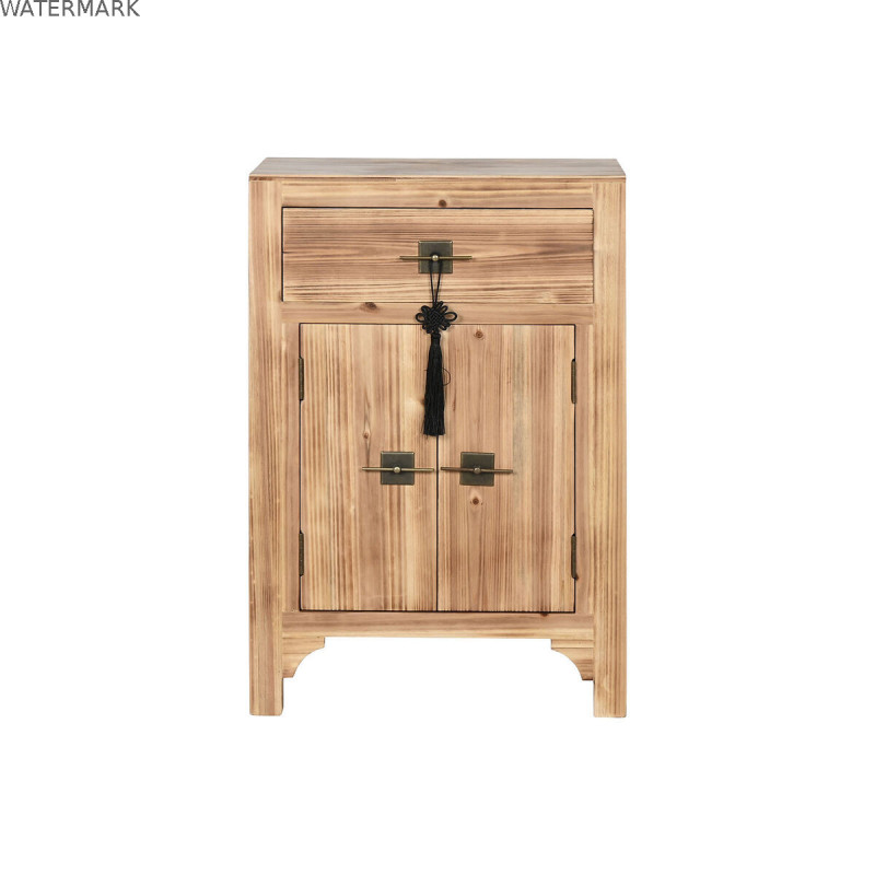 Table de Nuit Home ESPRIT Noir Naturel Bois d'épicéa Bois MDF 45 x 34 x 66 cm
