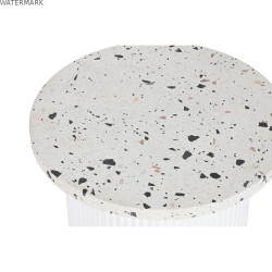 Table d'appoint Home ESPRIT Blanc Bois MDF Terrazzo 40 x 40 x 37,5 cm