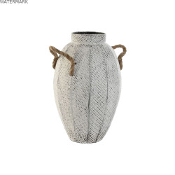 Vase Home ESPRIT Blanc Métal Corde 20 x 20 x 33 cm