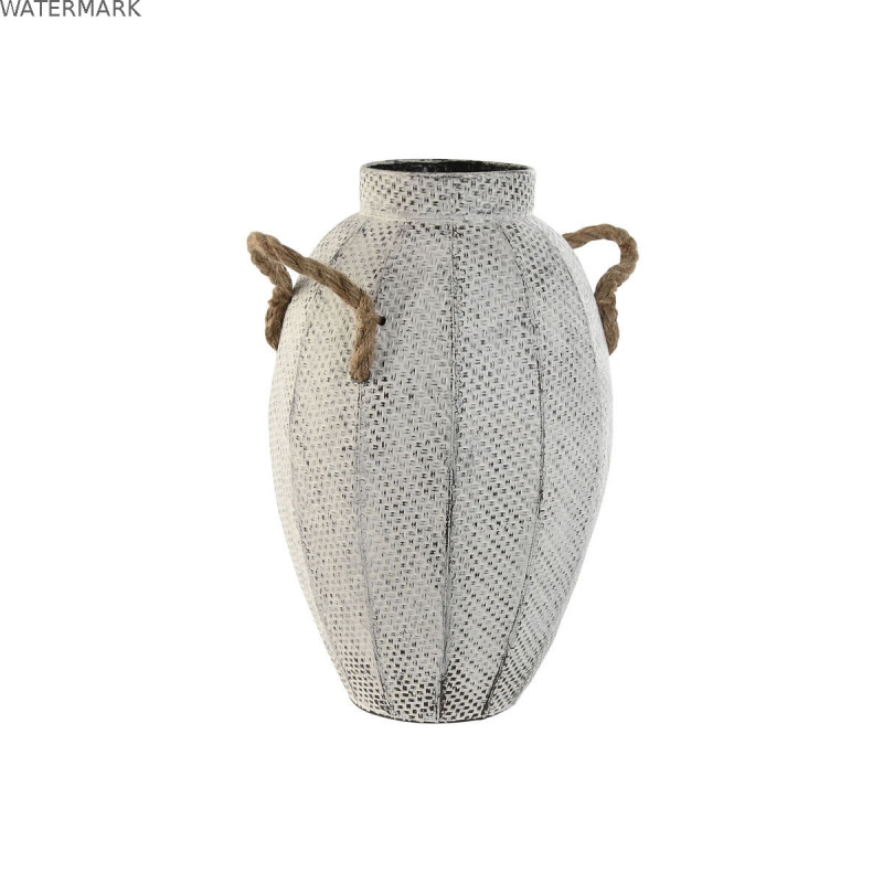 Vase Home ESPRIT Blanc Métal Corde 20 x 20 x 33 cm Vase Home ESPRIT Blanc Métal Corde 20 x 20 x 33 cm