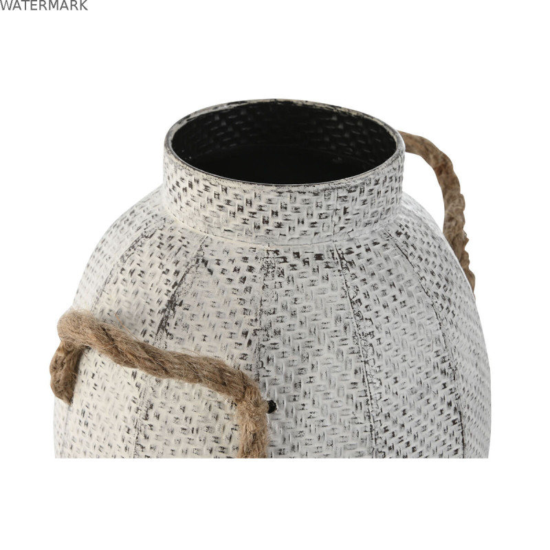 Vase Home ESPRIT Blanc Métal Corde 20 x 20 x 33 cm