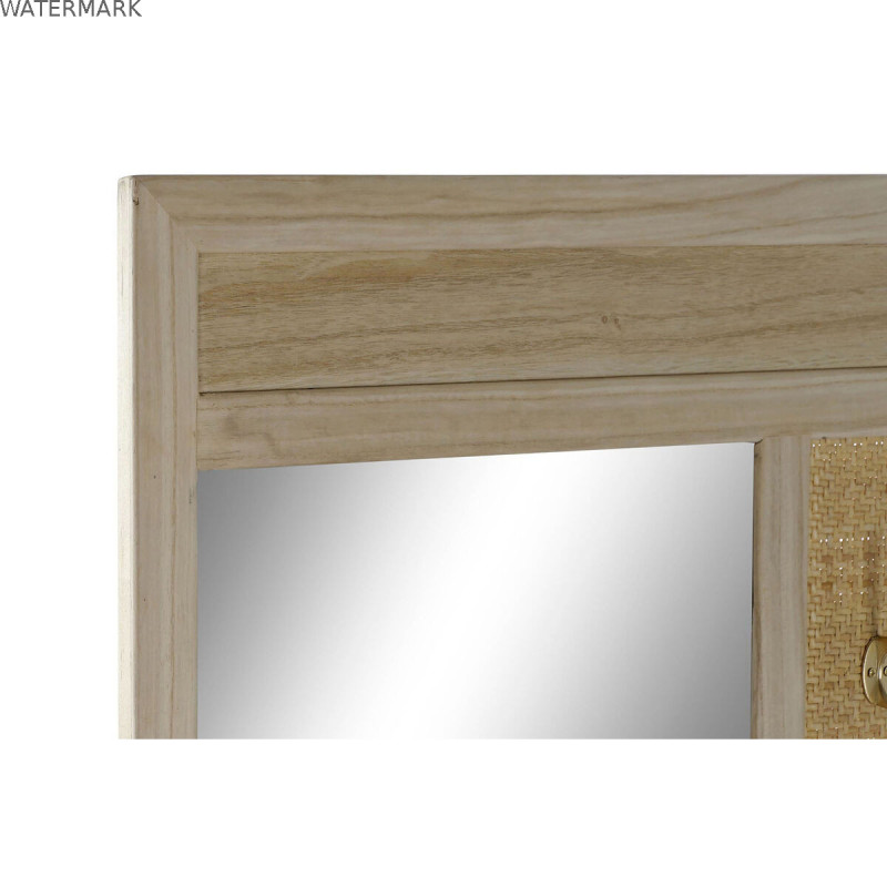 Porte-manteau avec miroir Home ESPRIT Naturel Rotin Bois de paulownia Miroir 92 x 40 x 181 cm