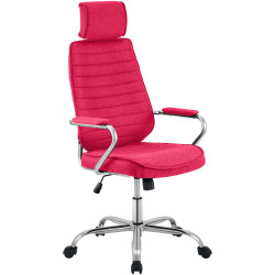 Fauteuil de bureau Rako en tissu rouge