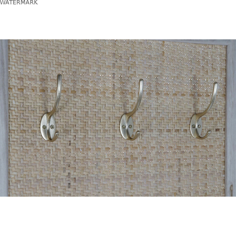 Porte-manteau avec miroir Home ESPRIT Naturel Rotin Bois de paulownia Miroir 92 x 40 x 181 cm