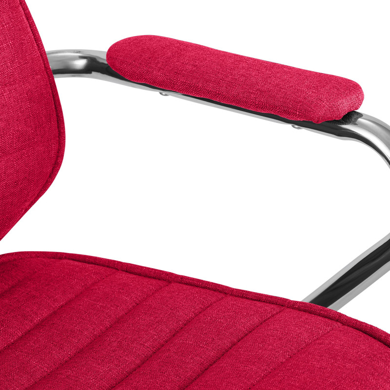 Fauteuil de bureau Rako en tissu rouge
