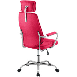Fauteuil de bureau Rako en tissu rouge