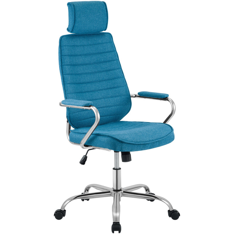 Fauteuil de bureau Rako en tissu bleu