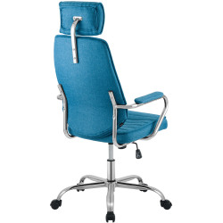 Fauteuil de bureau Rako en tissu bleu