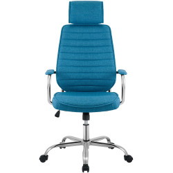 Fauteuil de bureau Rako en tissu bleu