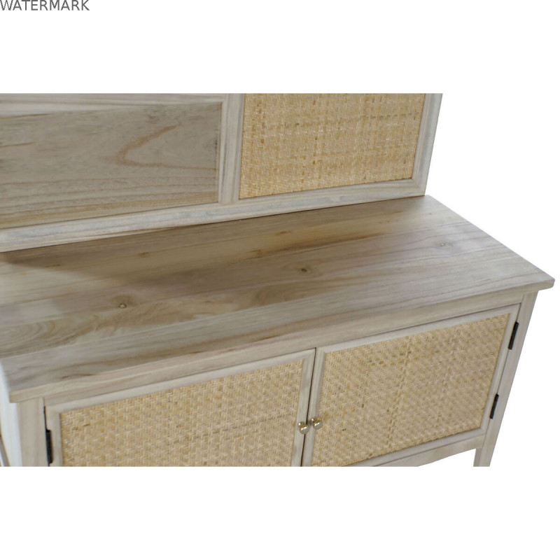 Porte-manteau avec miroir Home ESPRIT Naturel Rotin Bois de paulownia Miroir 92 x 40 x 181 cm