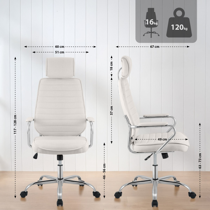 Fauteuil de bureau Rako en tissu beige