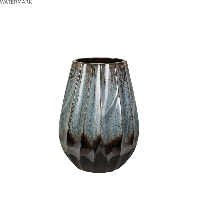 Vase Romimex Bleu Noir Bleu/Noir Céramique 23 x 28 x 23 cm
