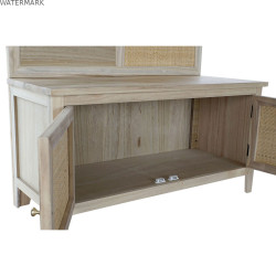 Porte-manteau avec miroir Home ESPRIT Naturel Rotin Bois de paulownia Miroir 92 x 40 x 181 cm