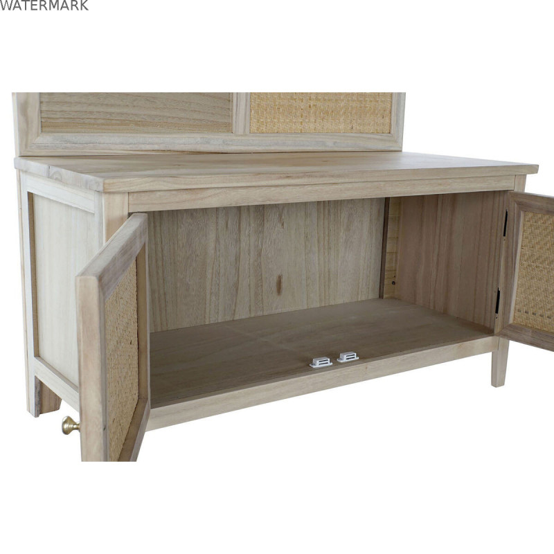 Porte-manteau avec miroir Home ESPRIT Naturel Rotin Bois de paulownia Miroir 92 x 40 x 181 cm