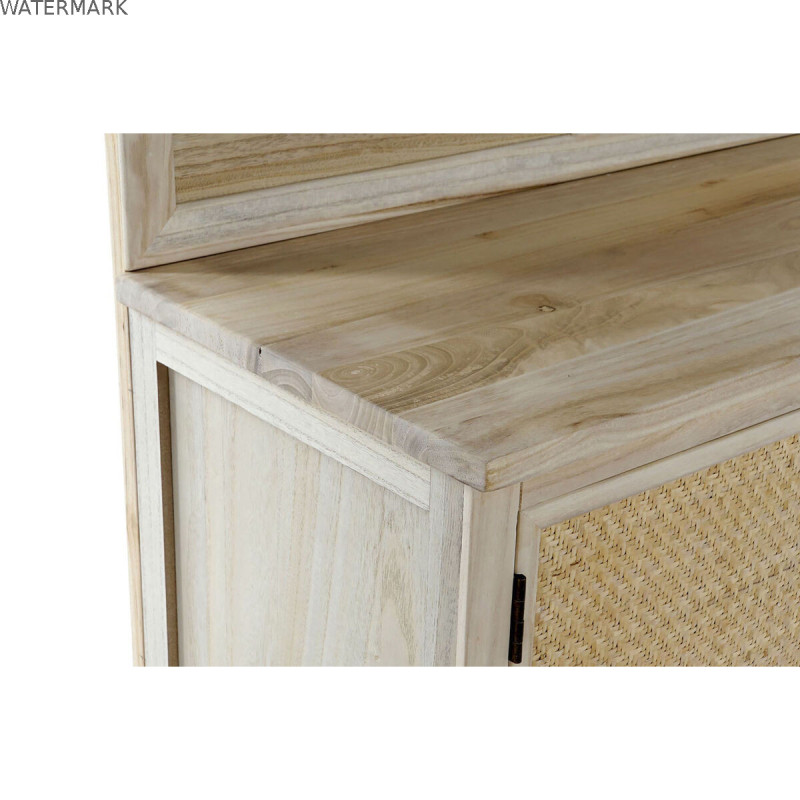 Porte-manteau avec miroir Home ESPRIT Naturel Rotin Bois de paulownia Miroir 92 x 40 x 181 cm