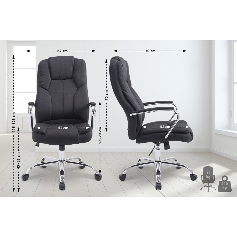 Fauteuil de bureau BIG Xanthos en tissu noir