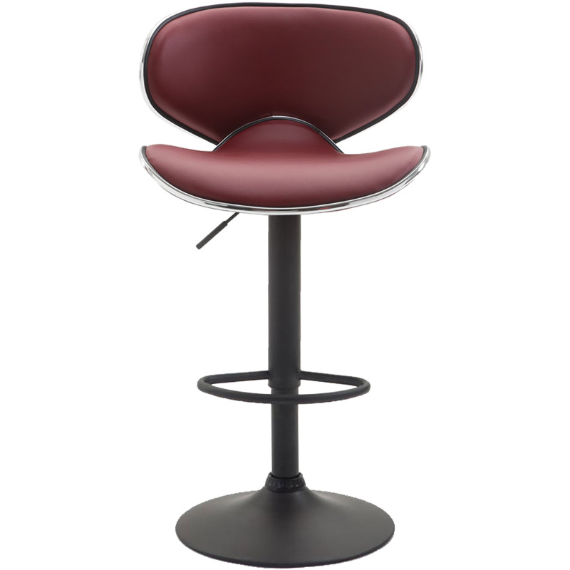 Lot de 2 tabourets de bar Las Vegas V2, similicuir, noir Bordeaux rouge