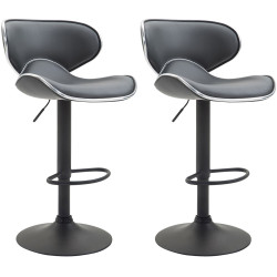 Lot de 2 tabourets de bar Las Vegas V2 simili cuir noir gris