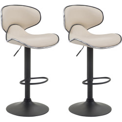Lot de 2 tabourets de bar Las Vegas V2 simili cuir noir crème
