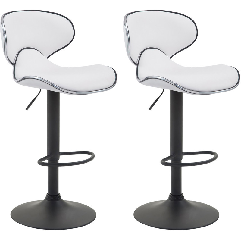 Lot de 2 tabourets de bar Las Vegas V2 simili cuir noir et blanc
