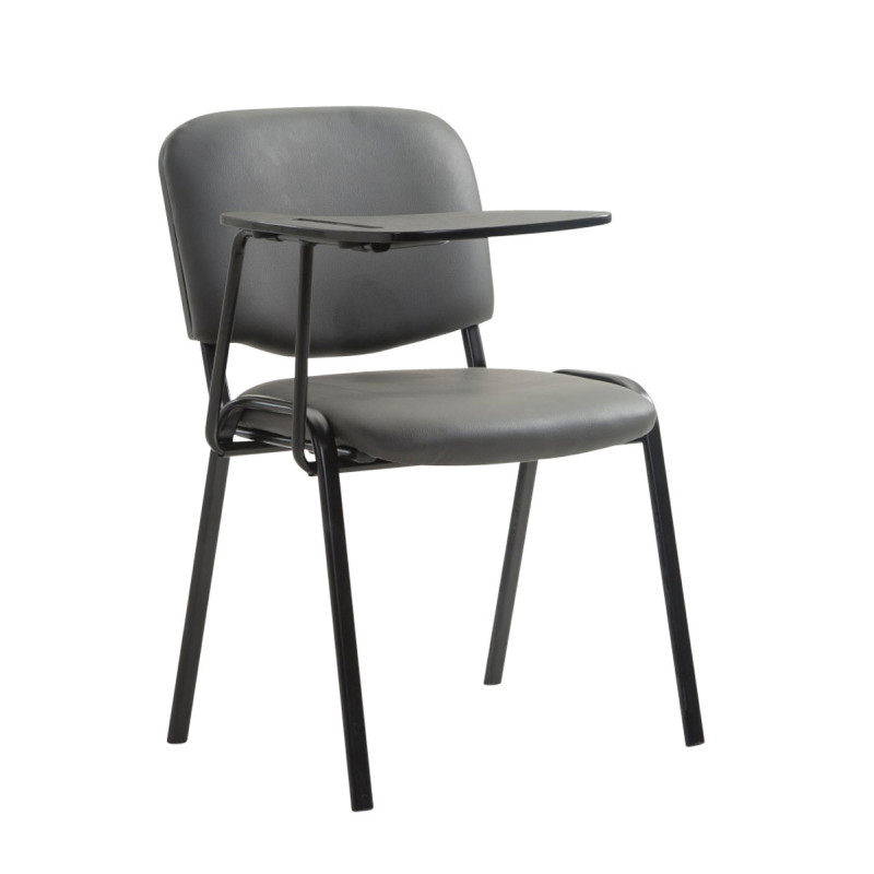 Fauteuil Ken avec table pliante, simili cuir gris