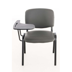 Fauteuil Ken avec table pliante, simili cuir gris
