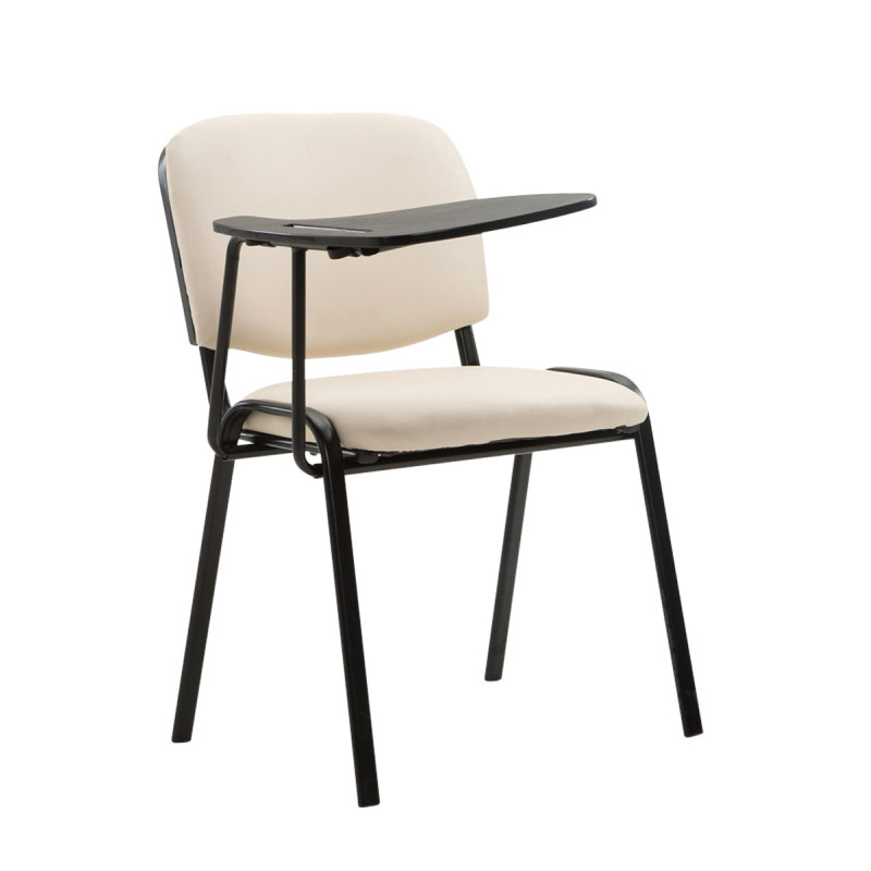 Fauteuil Ken avec table pliante en similicuir crème