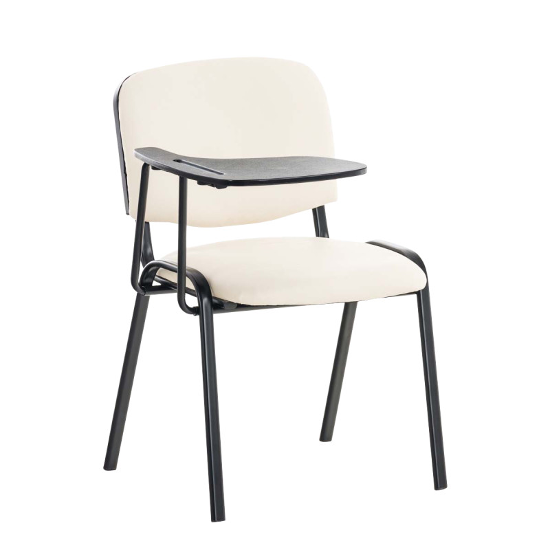Fauteuil Ken avec table pliante en similicuir crème