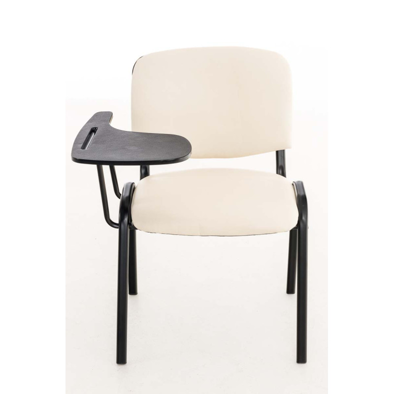 Fauteuil Ken avec table pliante en similicuir crème
