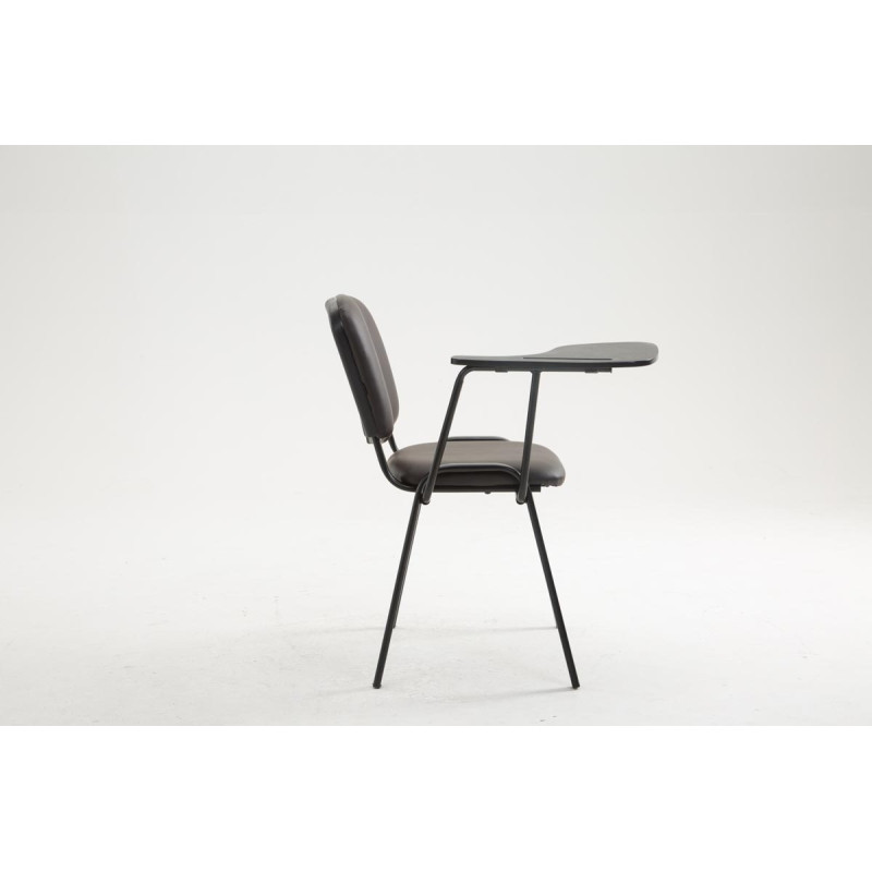 Fauteuil Ken avec table pliante, simili cuir marron