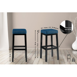 Tabouret de bar Taylor B85 en tissu bleu