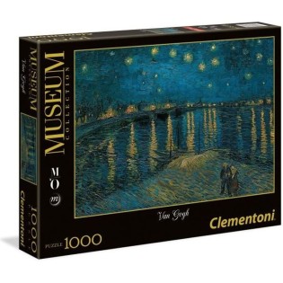 Clementoni - Puzzle Van Gogh Nuit étoilée sur le Rhône - 1000 pieces - 69x50cm - Fabriqué en Italie