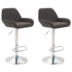 Lot de 2 tabourets de bar Braga tissu chrome gris foncé