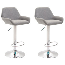 Lot de 2 tabourets de bar Braga tissu gris chrome