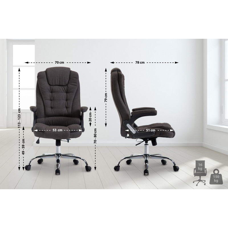 Fauteuil de bureau Thor en tissu gris foncé